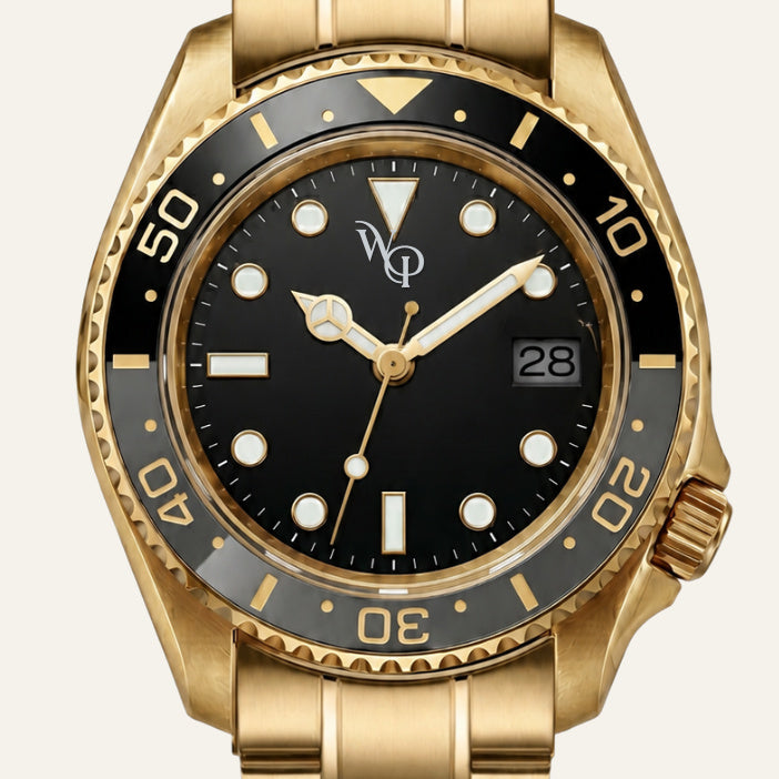 Meridian 05 — Gold / Black. Dial detail.