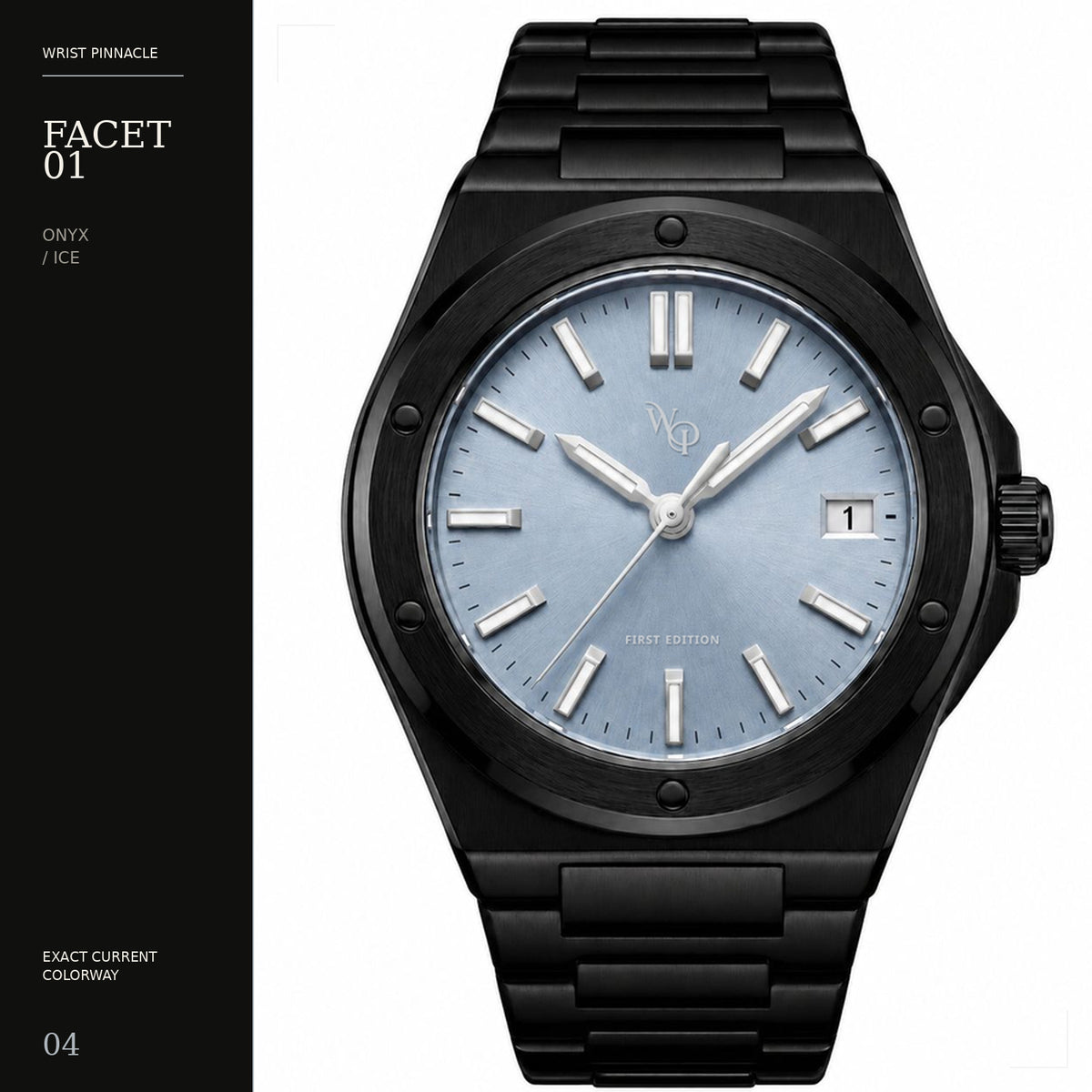 Facet 01 — Onyx / Ice. Colorway study.