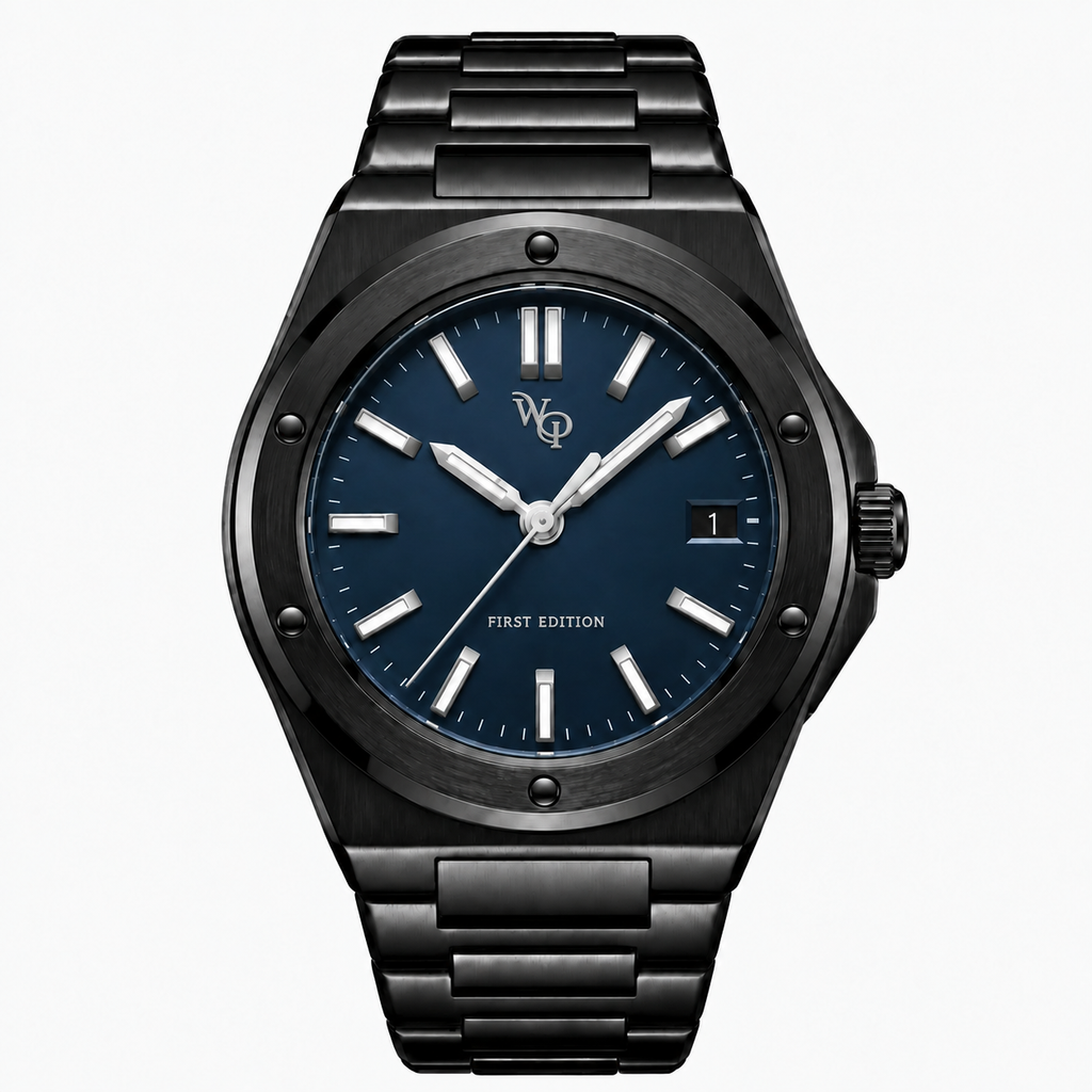 Facet 01 — Onyx / Navy / Bracelet watch.
