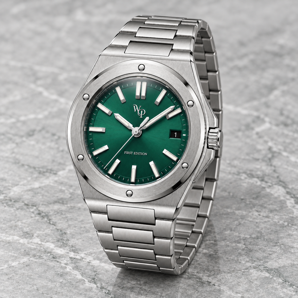 Facet 01 — Steel / Green / Bracelet. Gallery view 2.