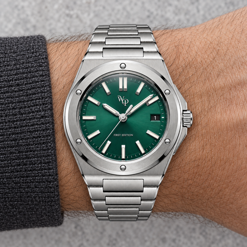 Facet 01 — Steel / Green / Bracelet. Gallery view 4.