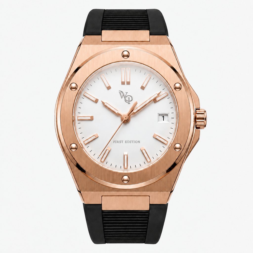 Facet 01 — Rose / White / Strap watch.