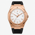 Facet 01 — Rose / White / Strap watch.