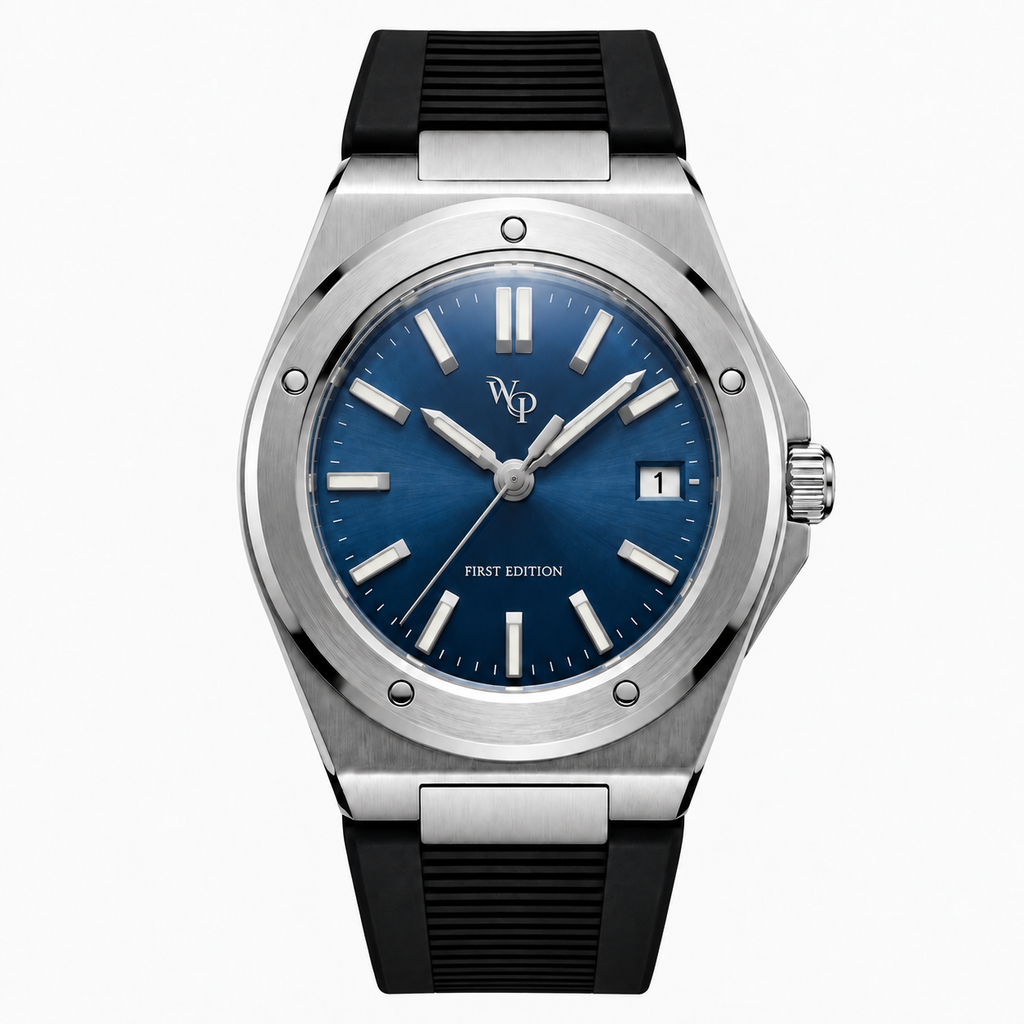 Facet 01 — Steel / Navy / Strap watch.