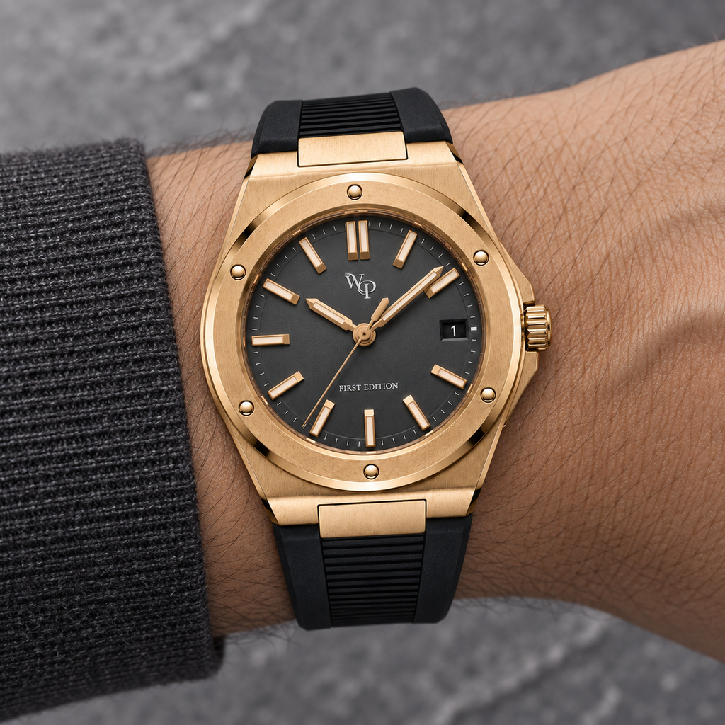 Facet 01 — Gold / Charcoal / Strap. Gallery view 4.