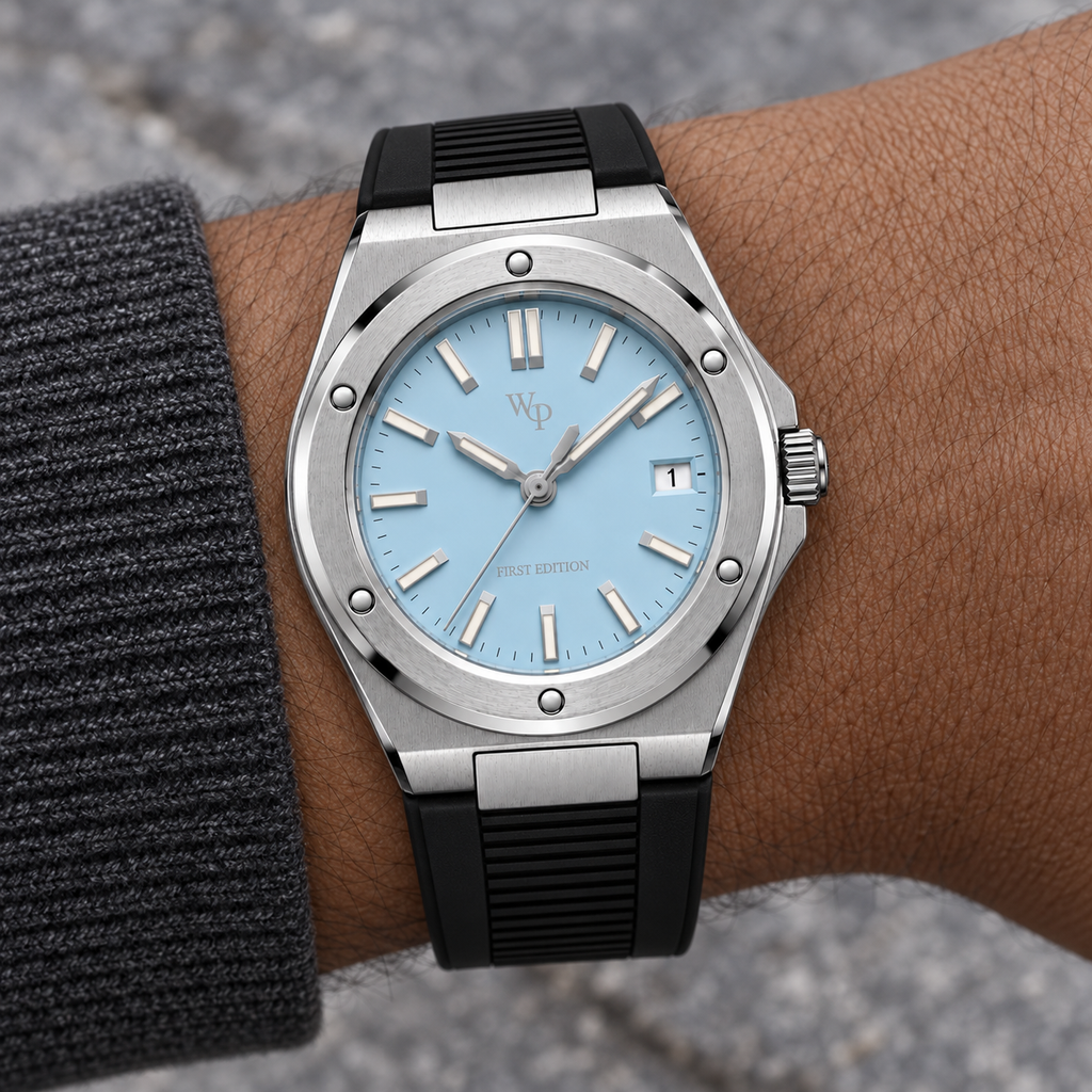 Facet 01 — Steel / Ice Blue / Strap. Gallery view 4.