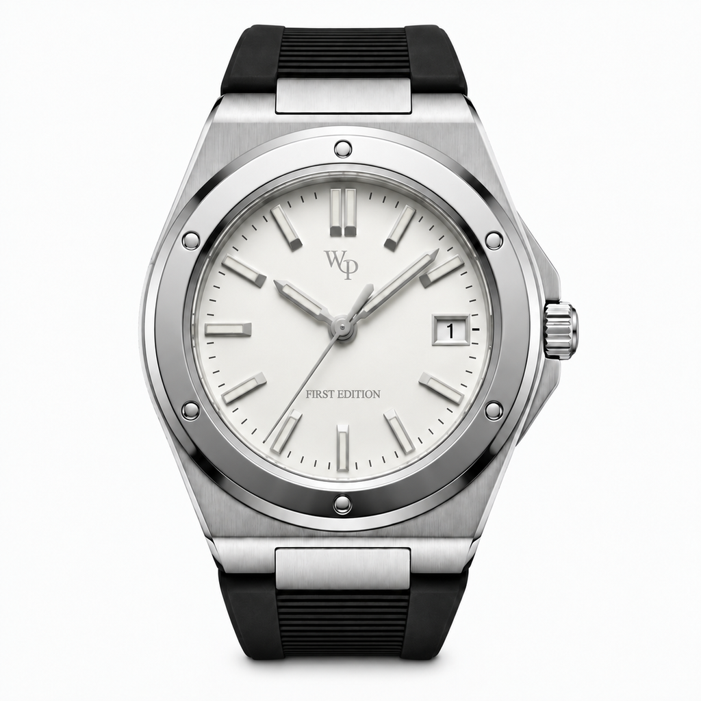 Facet 01 — Steel / White / Strap watch.