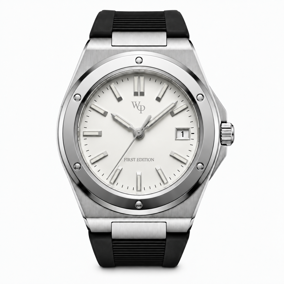 Facet 01 — Steel / White / Strap watch.
