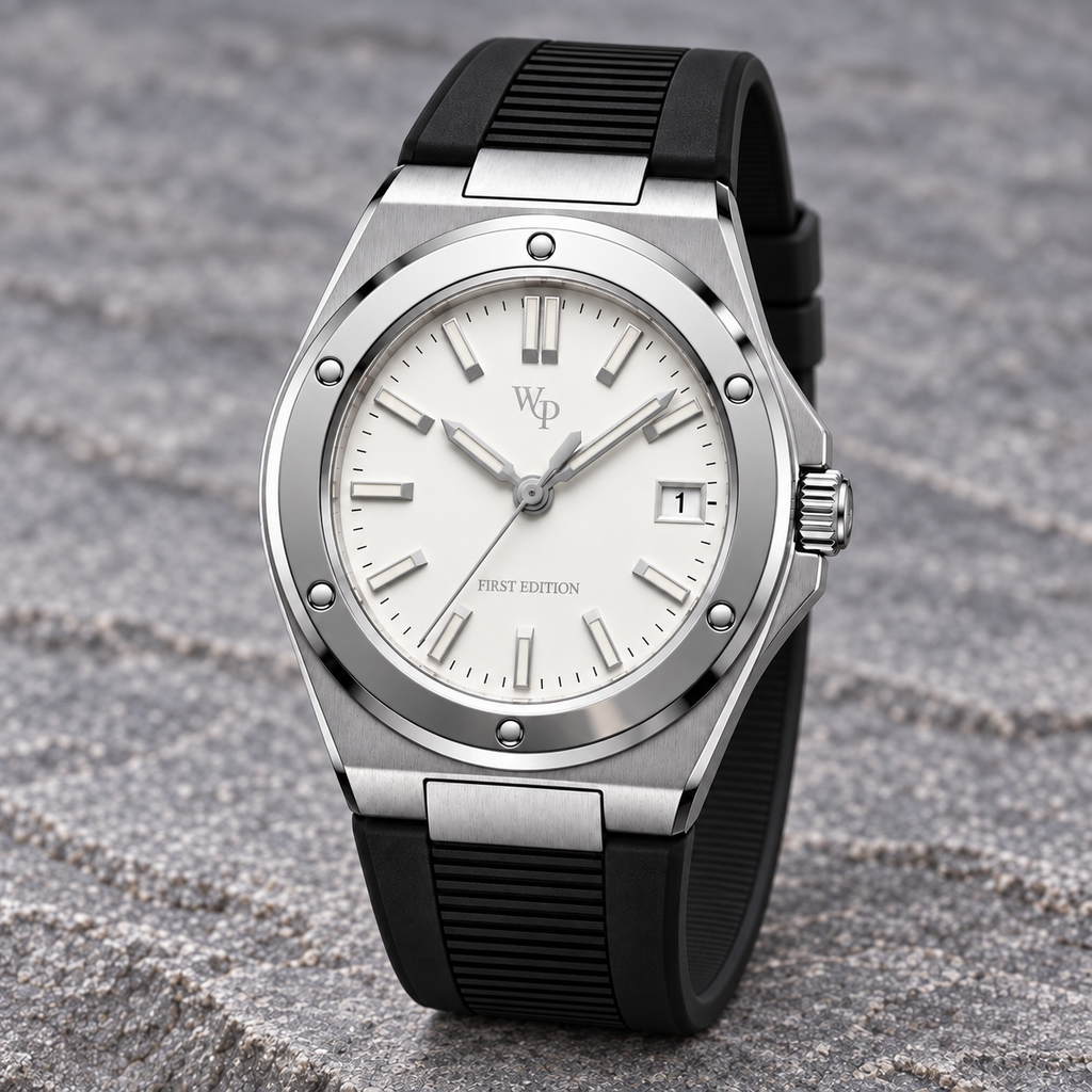 Facet 01 — Steel / White / Strap. Gallery view 2.