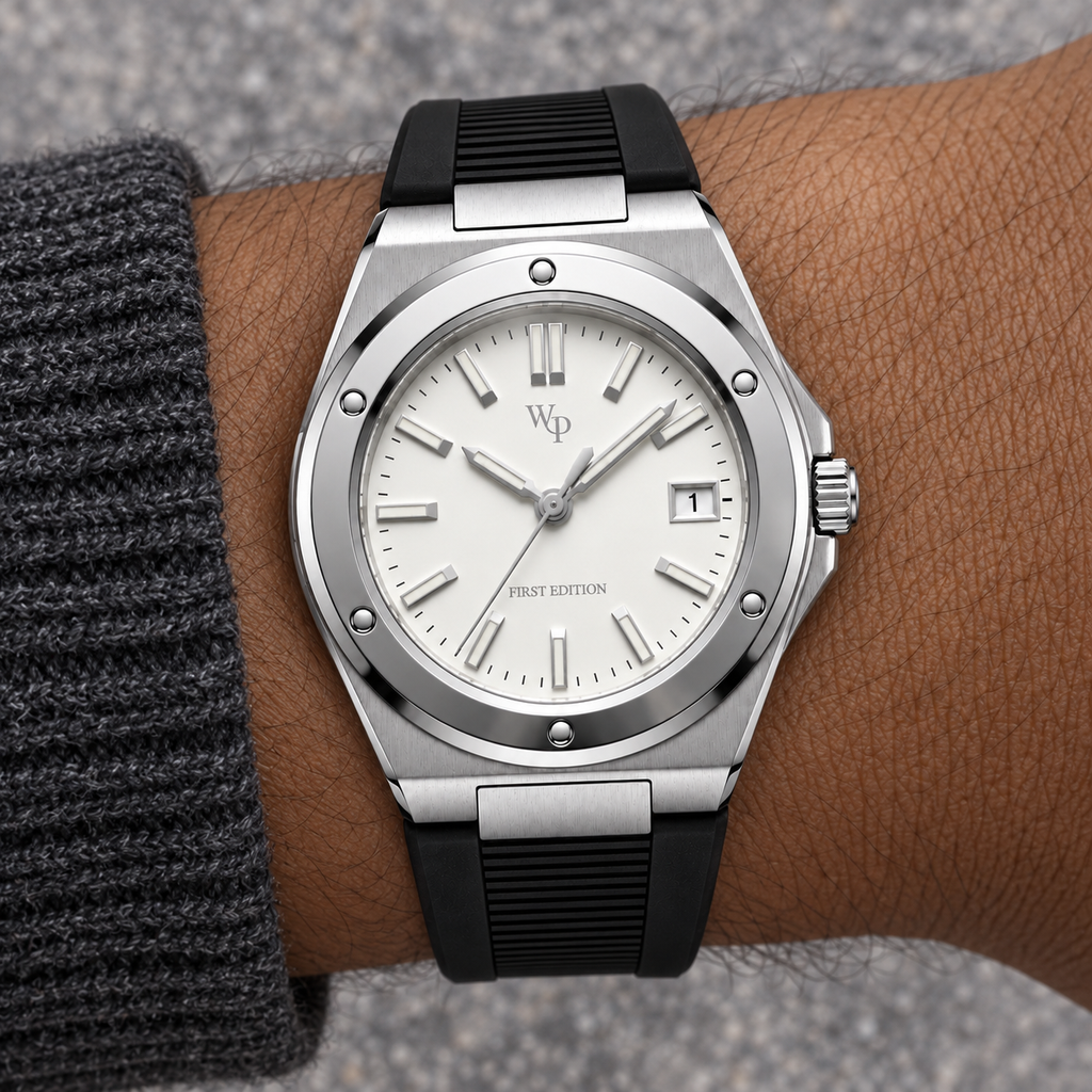 Facet 01 — Steel / White / Strap. Gallery view 4.
