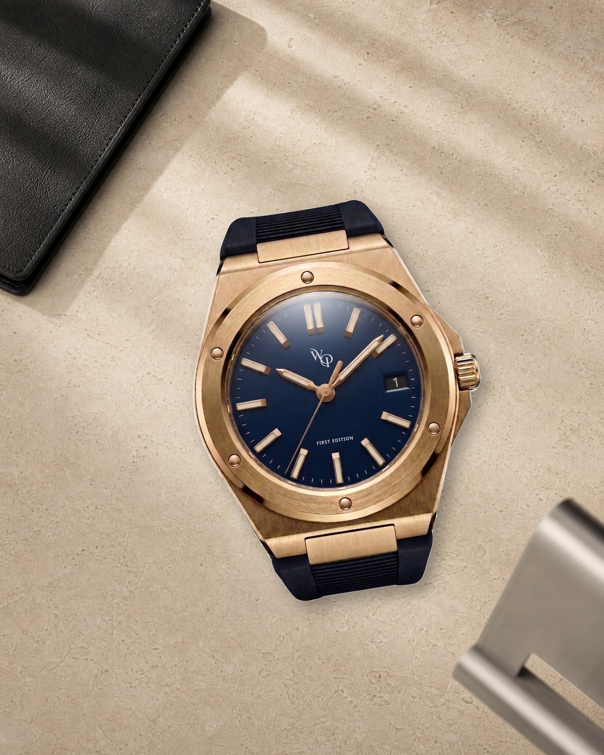Facet 01 — Rose / Midnight watch in context.