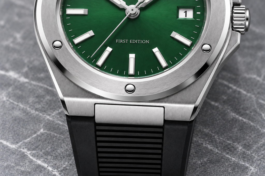 Facet 01 — Steel / Green / Strap. Gallery view 3.