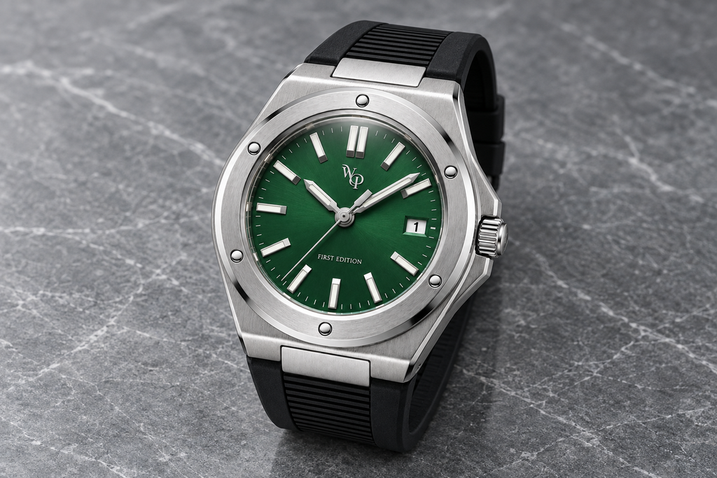 Facet 01 — Steel / Green / Strap. Gallery view 2.