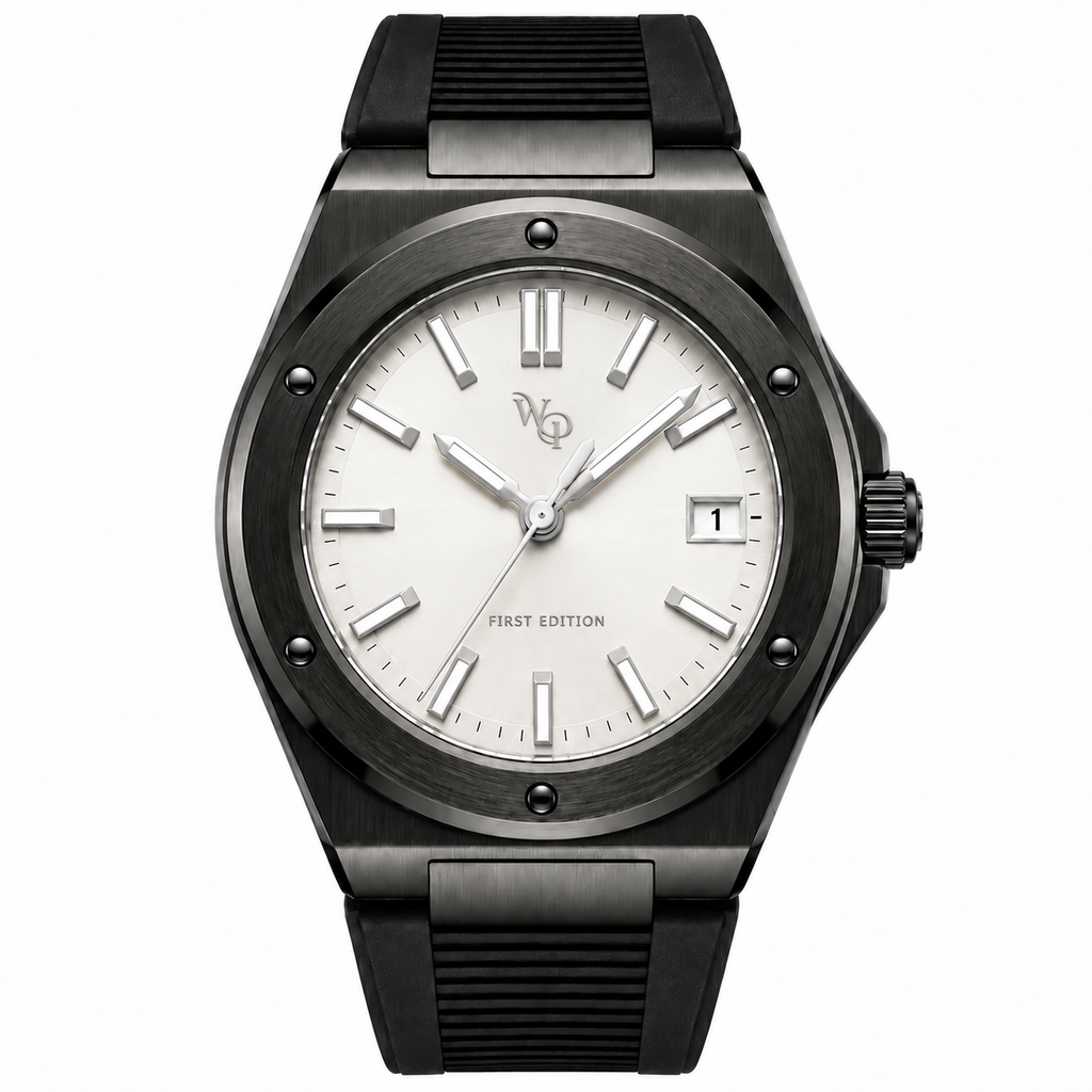 Facet 01 — Onyx / White / Strap watch.