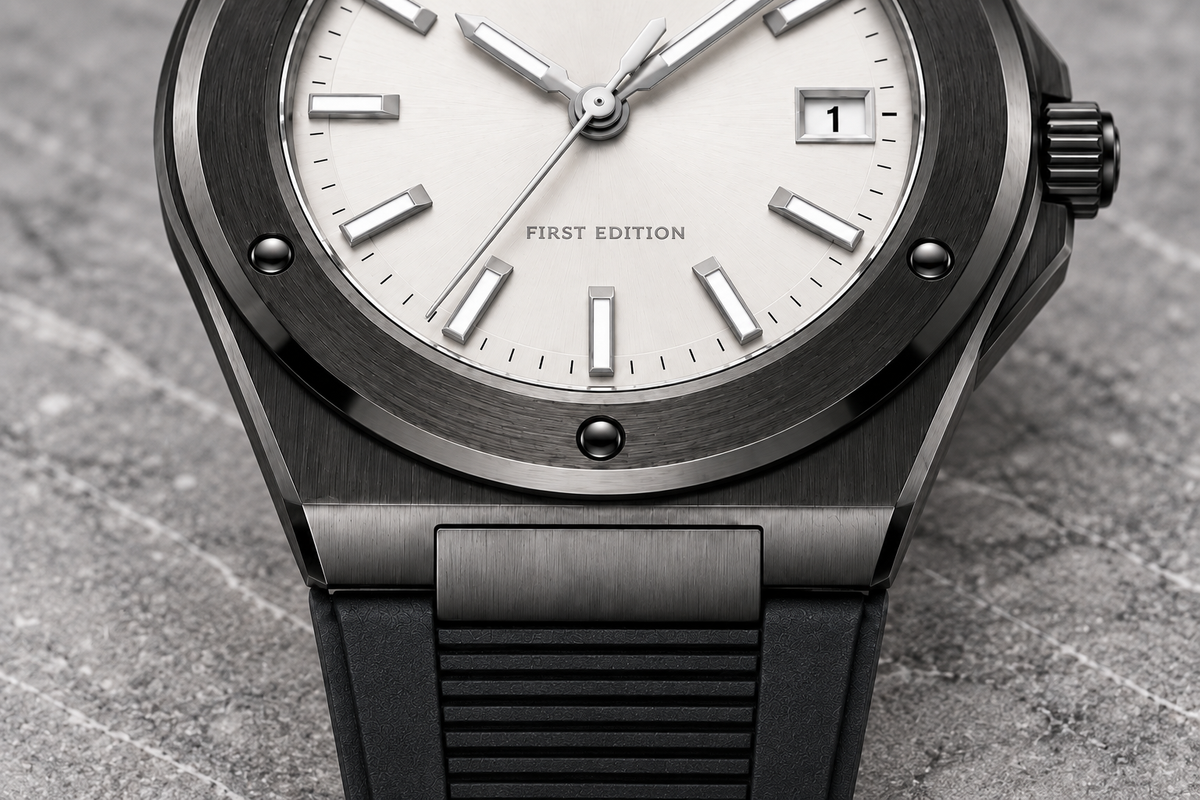 Facet 01 — Onyx / White / Strap. Gallery view 3.