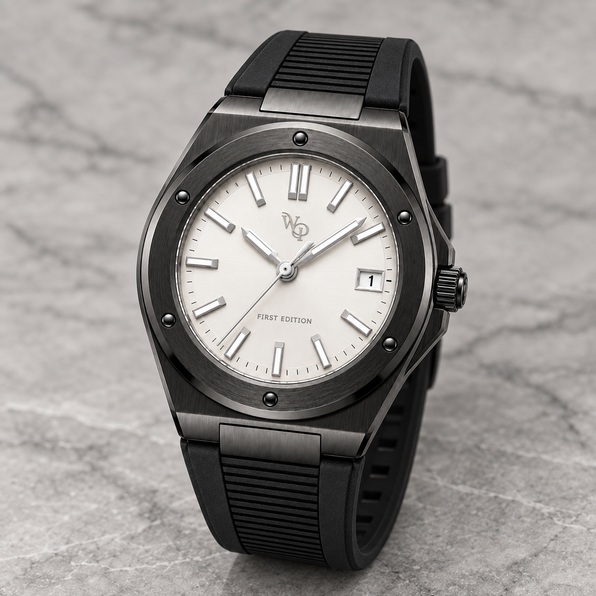Facet 01 — Onyx / White / Strap. Gallery view 2.