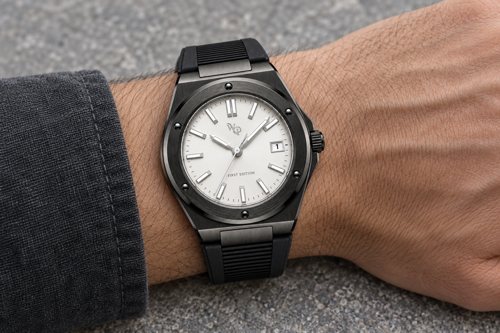 Facet 01 — Onyx / White / Strap. Gallery view 4.