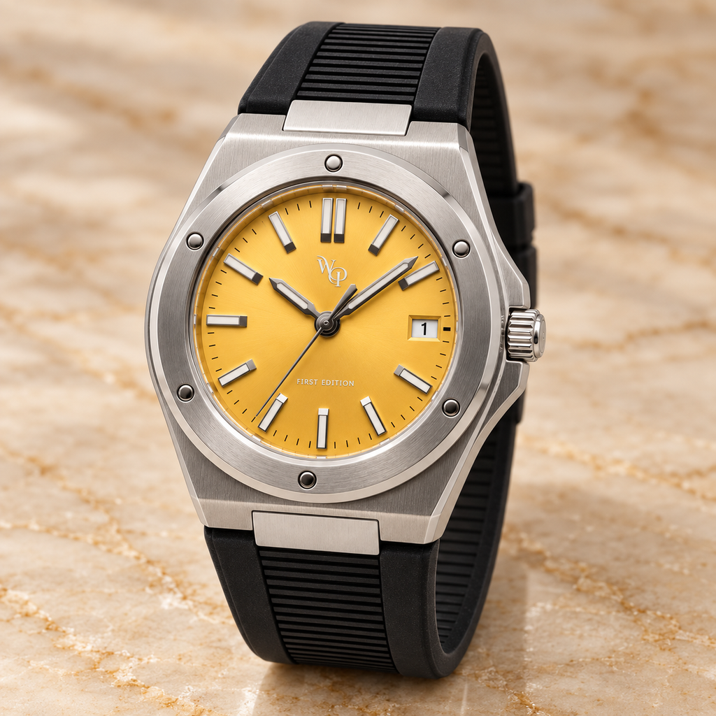 Facet 01 — Steel / Yellow / Strap. Gallery view 3.