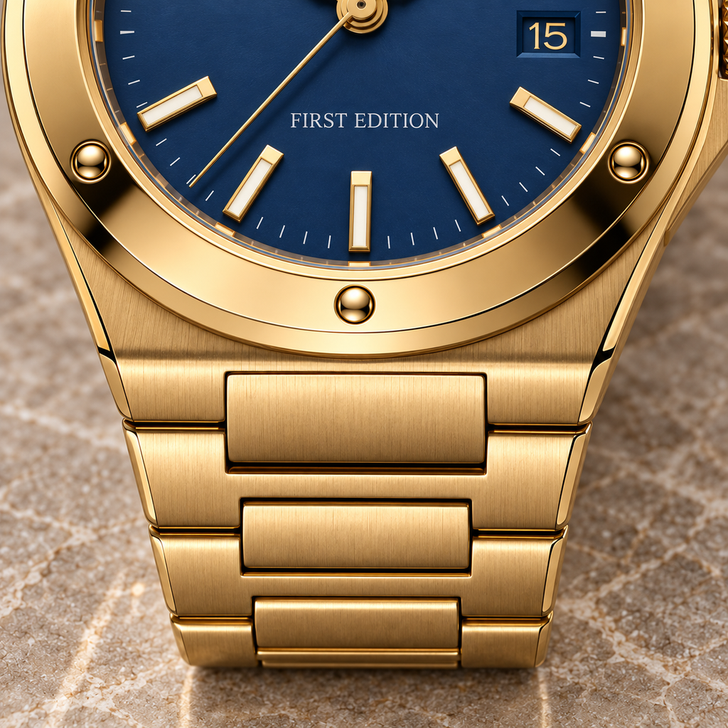 Facet 01 — Gold / Navy / Bracelet. Gallery view 3.