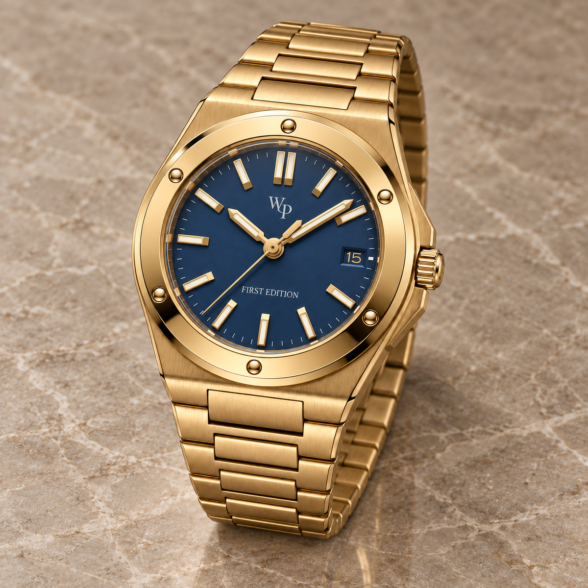 Facet 01 — Gold / Navy / Bracelet. Gallery view 2.