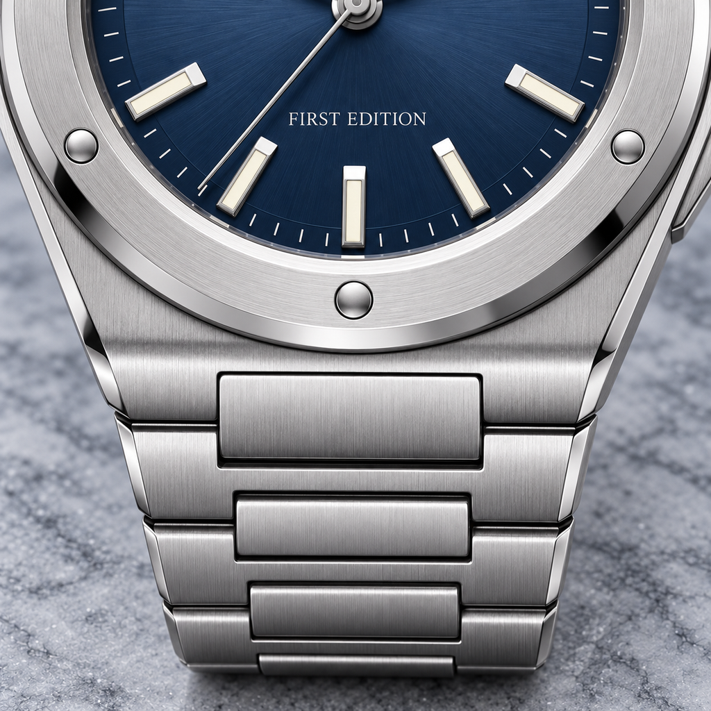 Facet 01 — Steel / Navy / Bracelet. Gallery view 3.