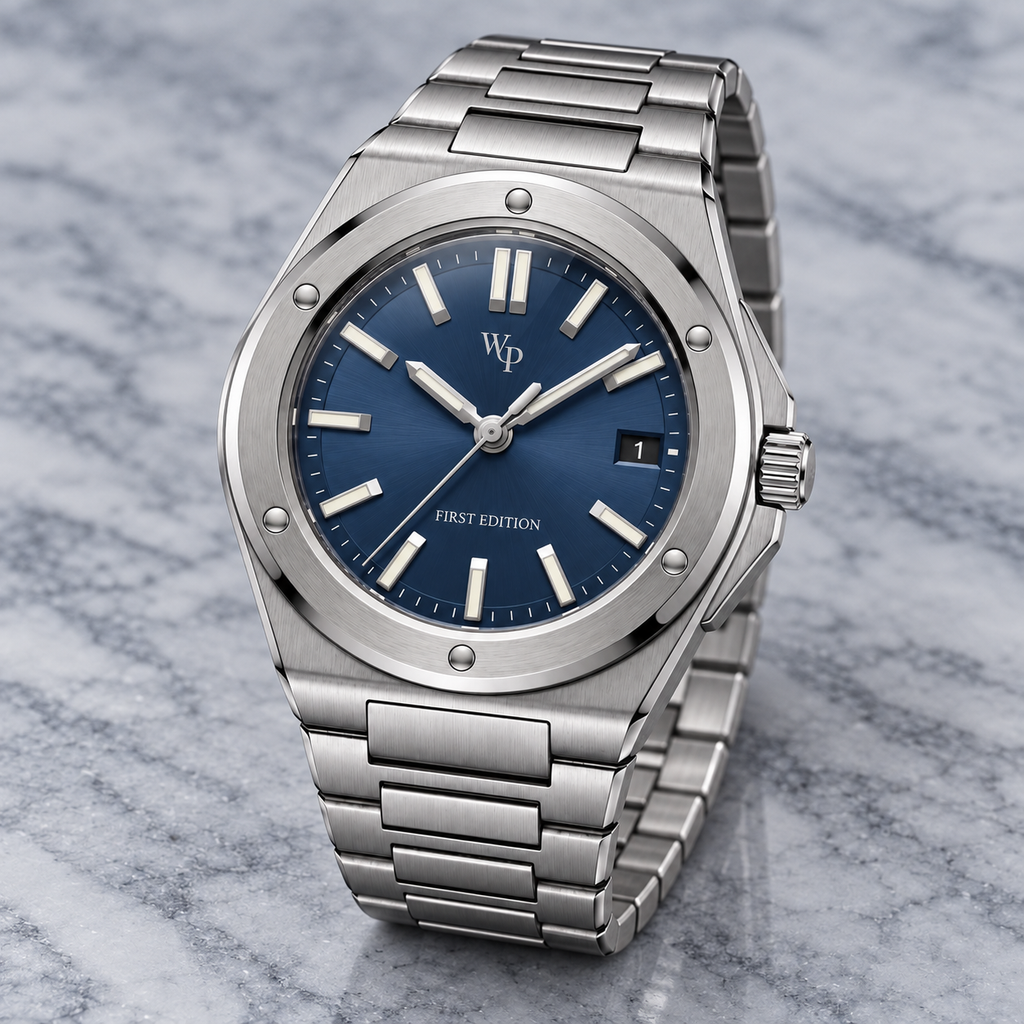 Facet 01 — Steel / Navy / Bracelet. Gallery view 2.